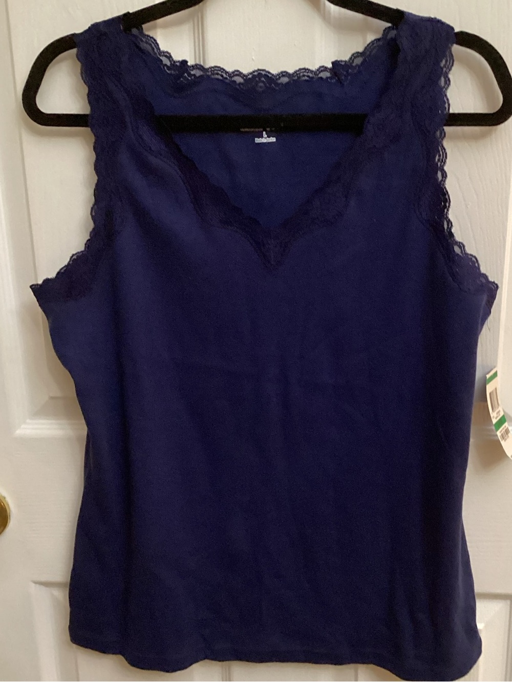 Karen Scott Navy Lace-Trim V-Neck Camisole